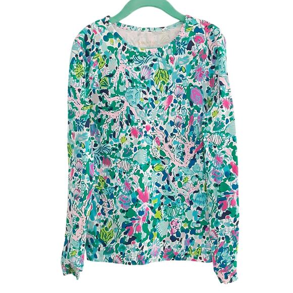 Lilly Pulitzer Girls Mini Sammy Pajama Set Multi Dive Bar Girls 12 Ocean Floral - Picture 2 of 15